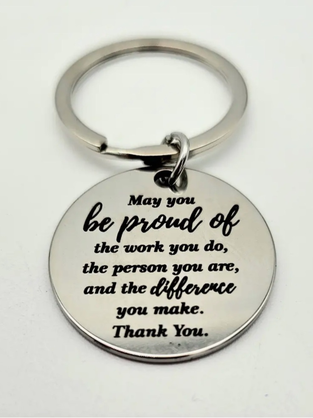 🇺🇸$5🇺🇸Inspirational Engraved Silver Tone Round 1.5 inch Keychain NIP